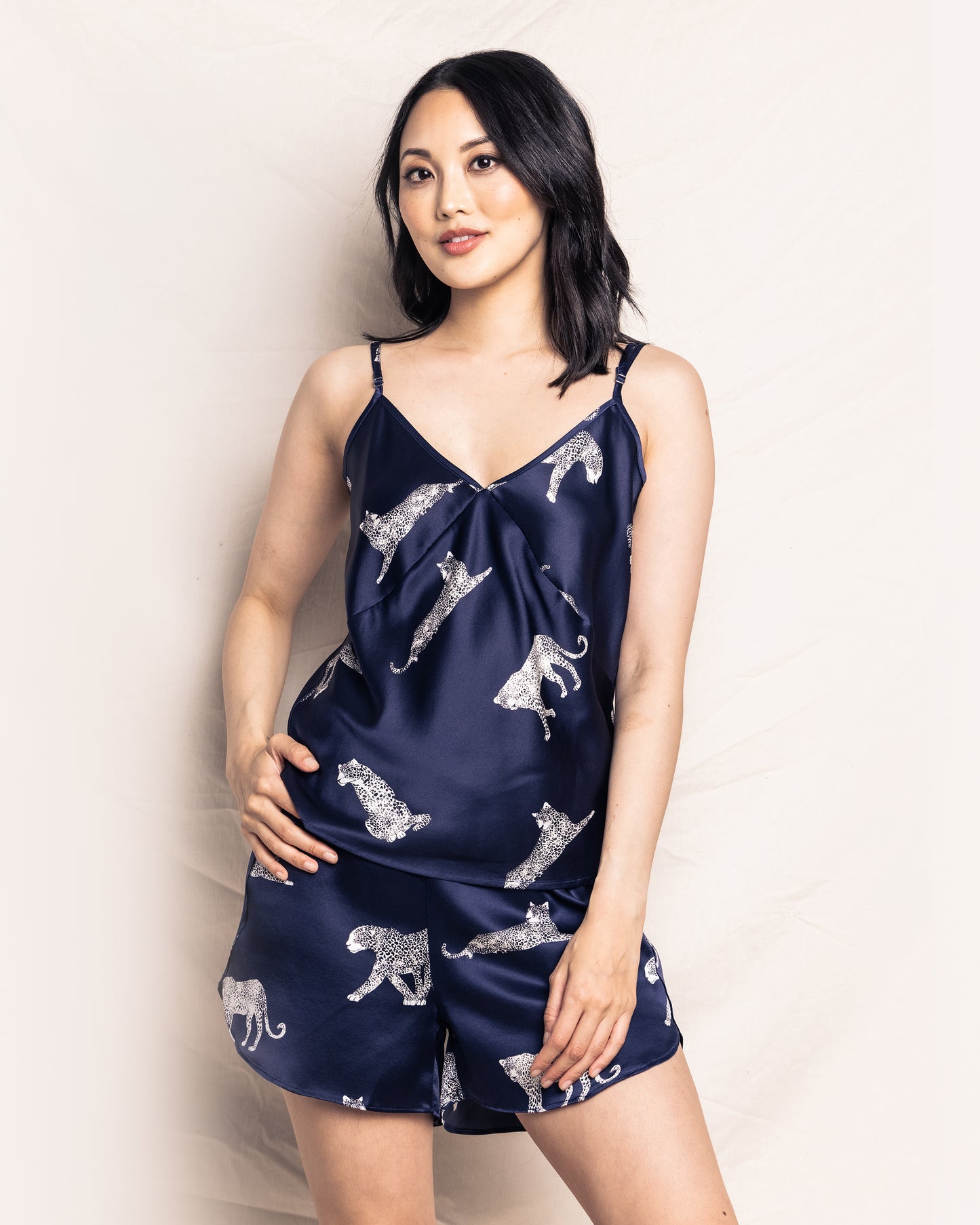 100% Mulberry Silk Panthère de Nuit Women's Luxe Short Set