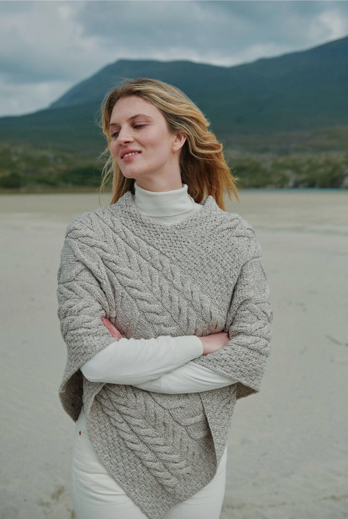 Aasleagh Falls Ladies Aran Poncho