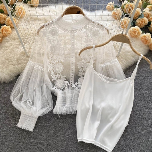 Sheer Vintage Blouse with Cami