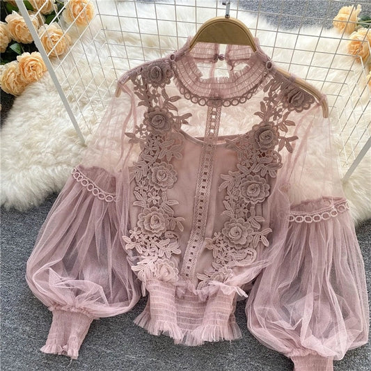 Sheer Vintage Blouse with Cami