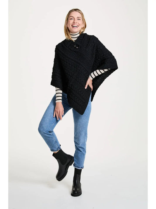 Easkey Ladies Classic Aran Button Poncho