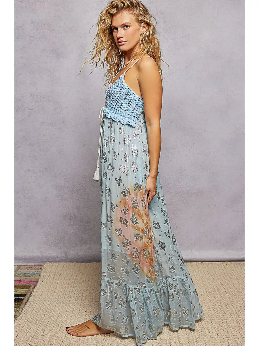 Crochet Top Embroidery Tassel Dress